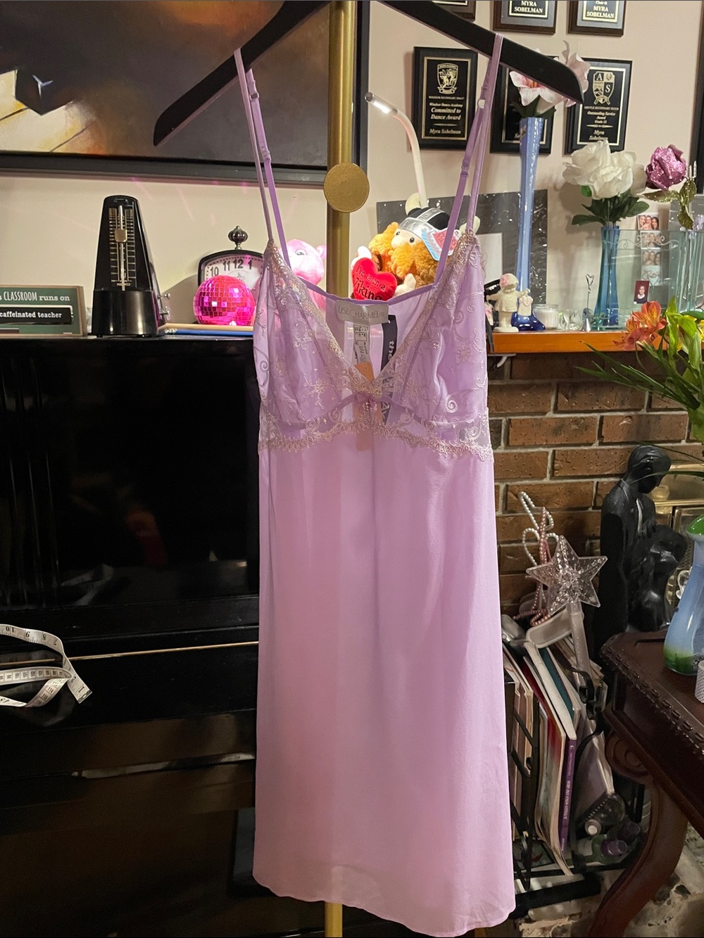 Lise Charmel NWT Lavender Lace-Trim Slip Chemise - Auyhentic  SWAROWSKI